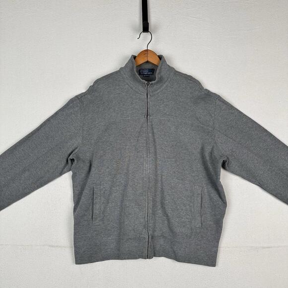 Vtg Polo Ralph Lauren Mens XL Gray Ribbed Cardigan Full Zip Sweater *Read - Picture 2 of 9